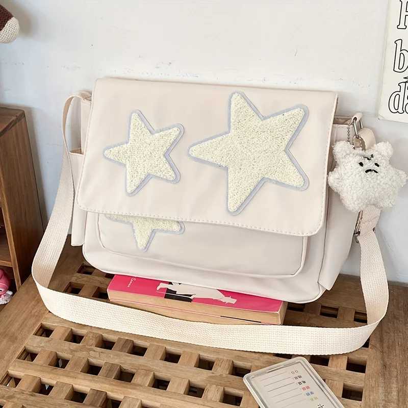Cute Academic Star Print Shoulder Bag Large Capacity Tote for Students Casual Commuter Crossbody Purse 1PackW251028