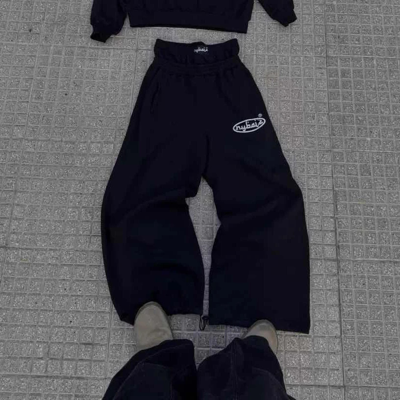 Sports Harajuku Vintage American Black European Autumn Winter Casual Print Hooded Pants Fashion Loose Sweatpants Design 251027