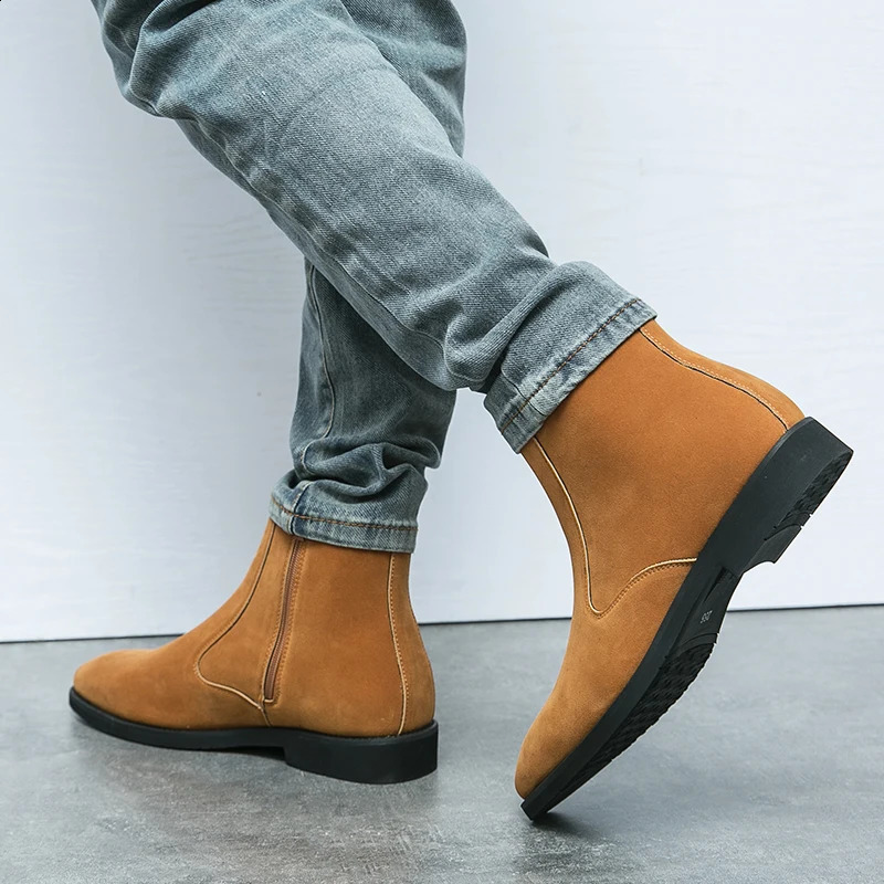 Arrival Nubuck Suede Leather Boots Men High Top Trend Retro Boots Personality Fashion Mens Casual Chelsea Winter Ankle Boots 251023
