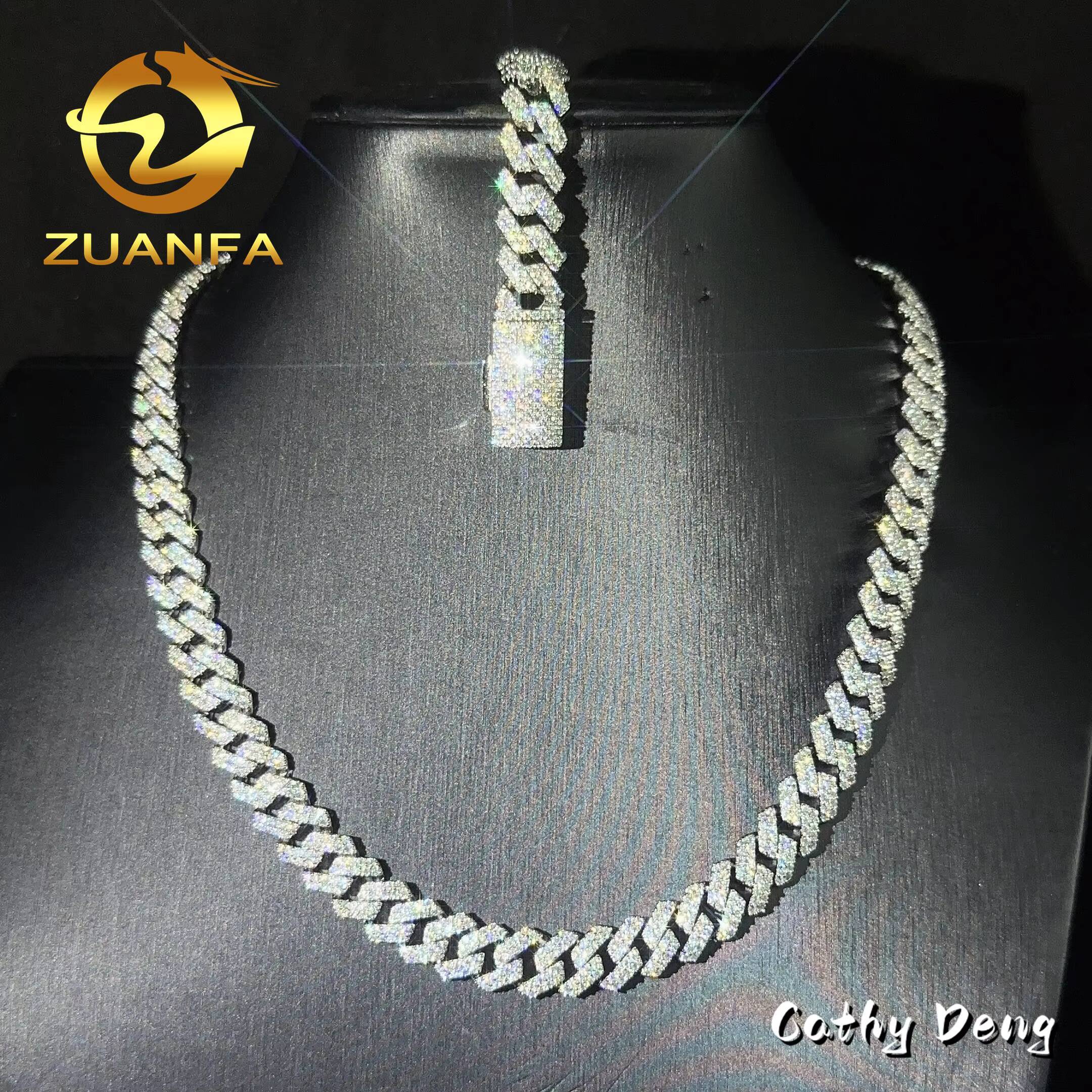 Fast Shipping Moissanite Diamond Hip Hop Jewelry 10mm Moissanite Cuban Link 925 Silver Iced Out Cuban Bracelet Chain