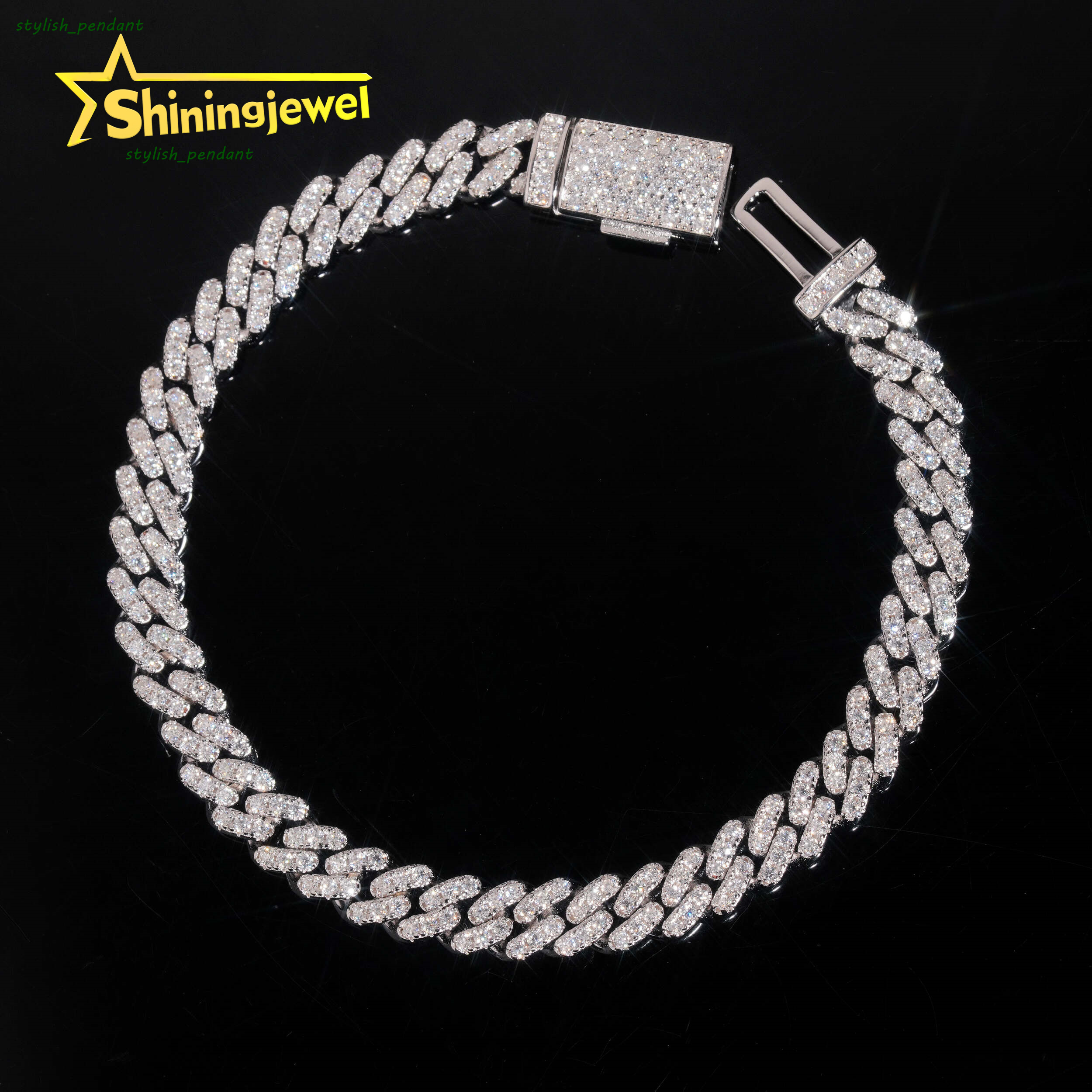 Hip Hop Jewelry 925 Sterling Silver 6mm Fully VVS Moissanite Cuban Bracelet GRA Iced Out Mens Womens Moissanite Bracelet