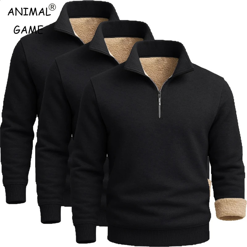 3 Pack Mens Long Sleeve Zip Thick Pullover Winter Warm Sherpa Lined TShirt Men Autumn Outdoor Heavyweight Sweatshirts US SIZE 251027