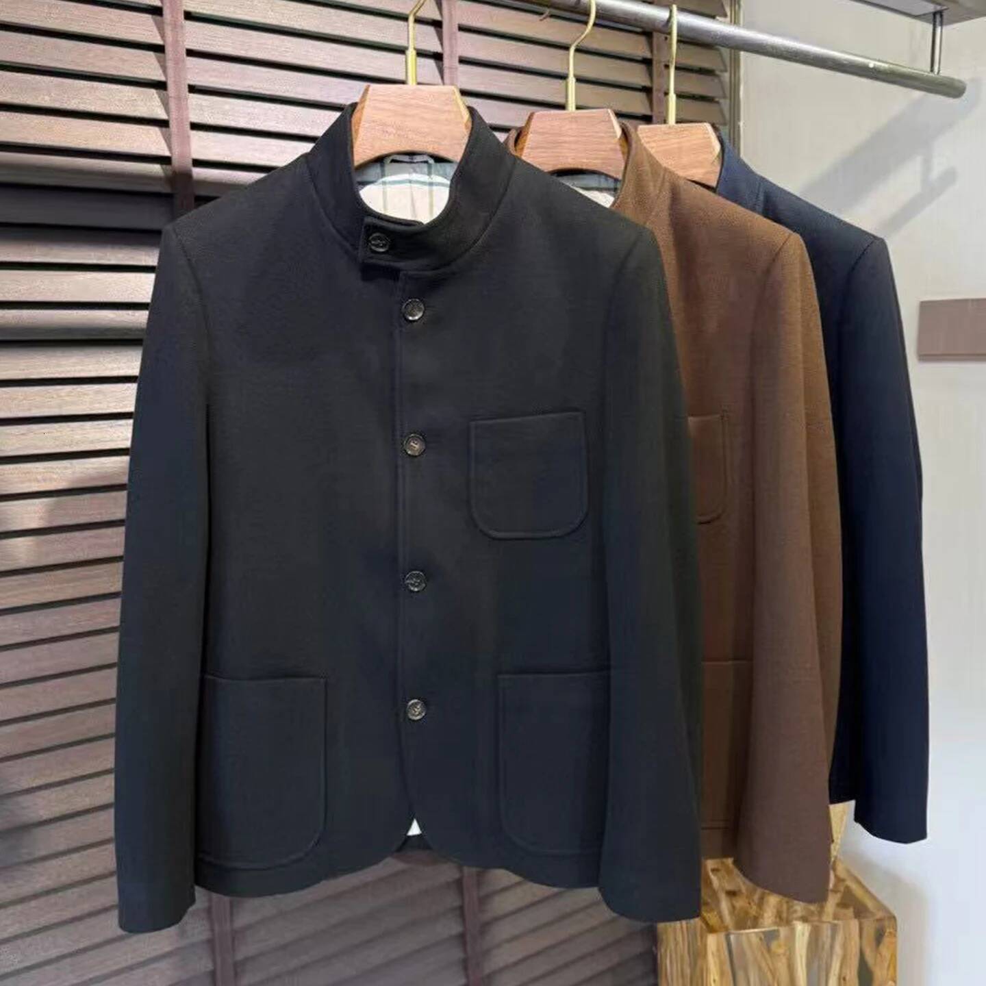 LP 25Aw Casual Wool Blend Zhongshan Collar Men's Jacket