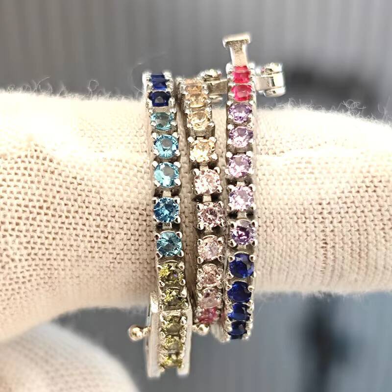 Hot Selling 2mm Width CZ Tennis Chain Bracelet Women Men Iced Out Bling Rainbow Bracelet Jewelry