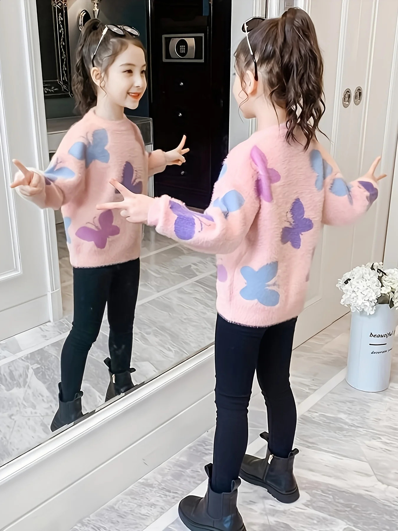 Girls Sweaters Pullovers Autumn and Winter Clothing Kidsrens Clothing Bottoming Shirts Stylish Thickeneded Sweaters for Older Kidsren 251027