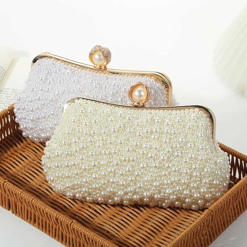 Pure Handmade Pearl Embroidery Dinner Bag Portable Storage Bag Wedding Party Evening Dress Bag Metal Chain Shoulder Bag H251027