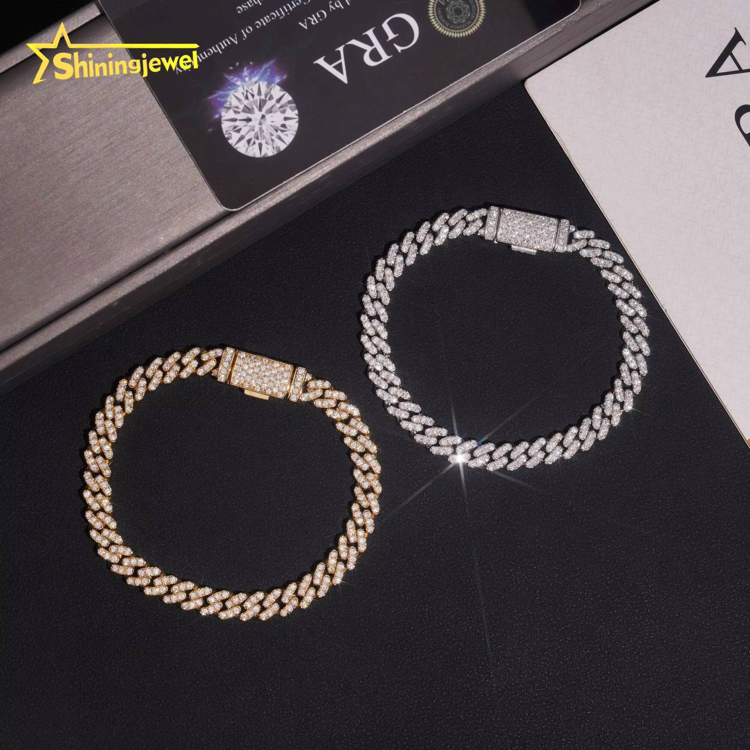 Fine Jewelry 925 Sterling Silver Cuban Link Chain 6MM High Quality Pass Diamond Tester Moissanite Cuban Link Bracelet Men