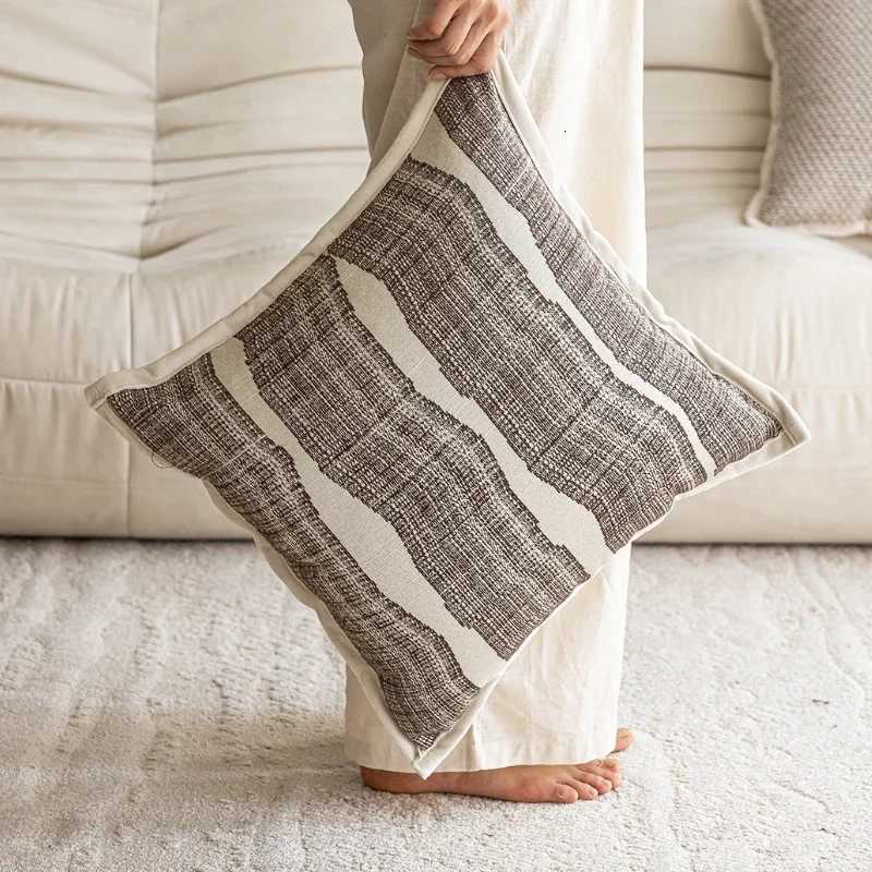 Pillow Case New Beige Coffee Light Luxury Cushion Cover Modern Chenille Jacquard Case Home Covers Decorative 4545cm C251028