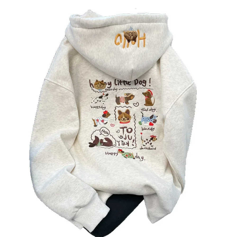 Sanrio Elegant Embroidered Doggies Open Cardigan Jacket Womens Autumn Winter New Style Super Cute Hoodie Cotton Thickened Coat L251028