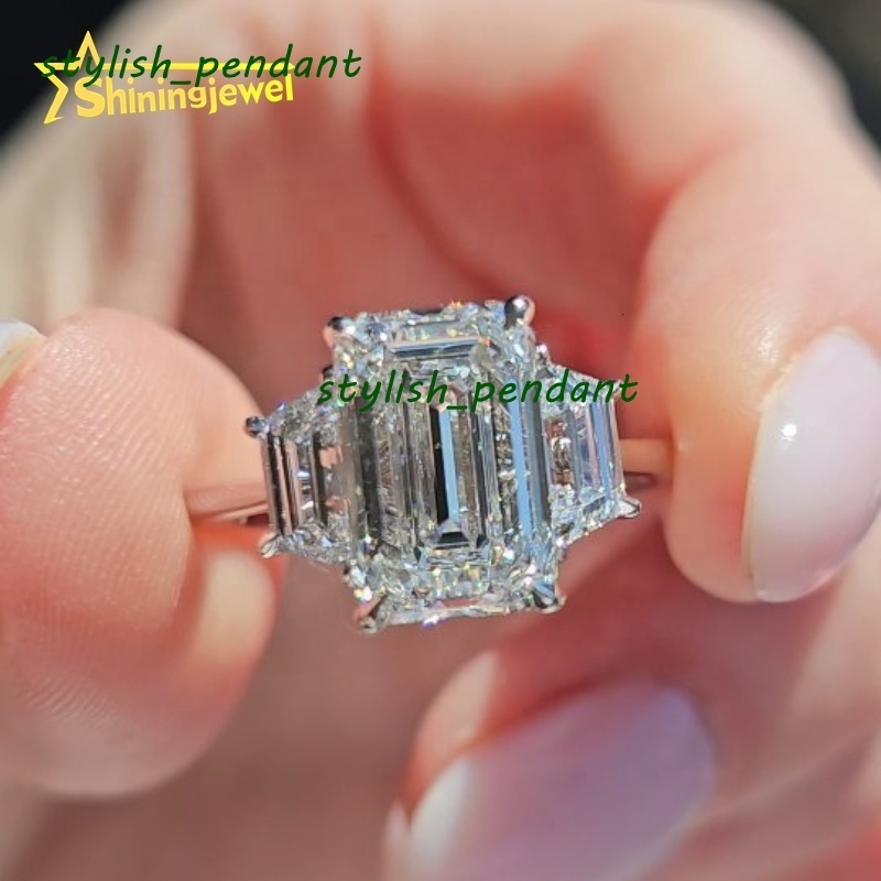 Luxury Jewelry Manufacturer Direct Custom Design Emerald Cut Lab Grown Diamond 10K 14K 18K Solid Gold Engagement Ring