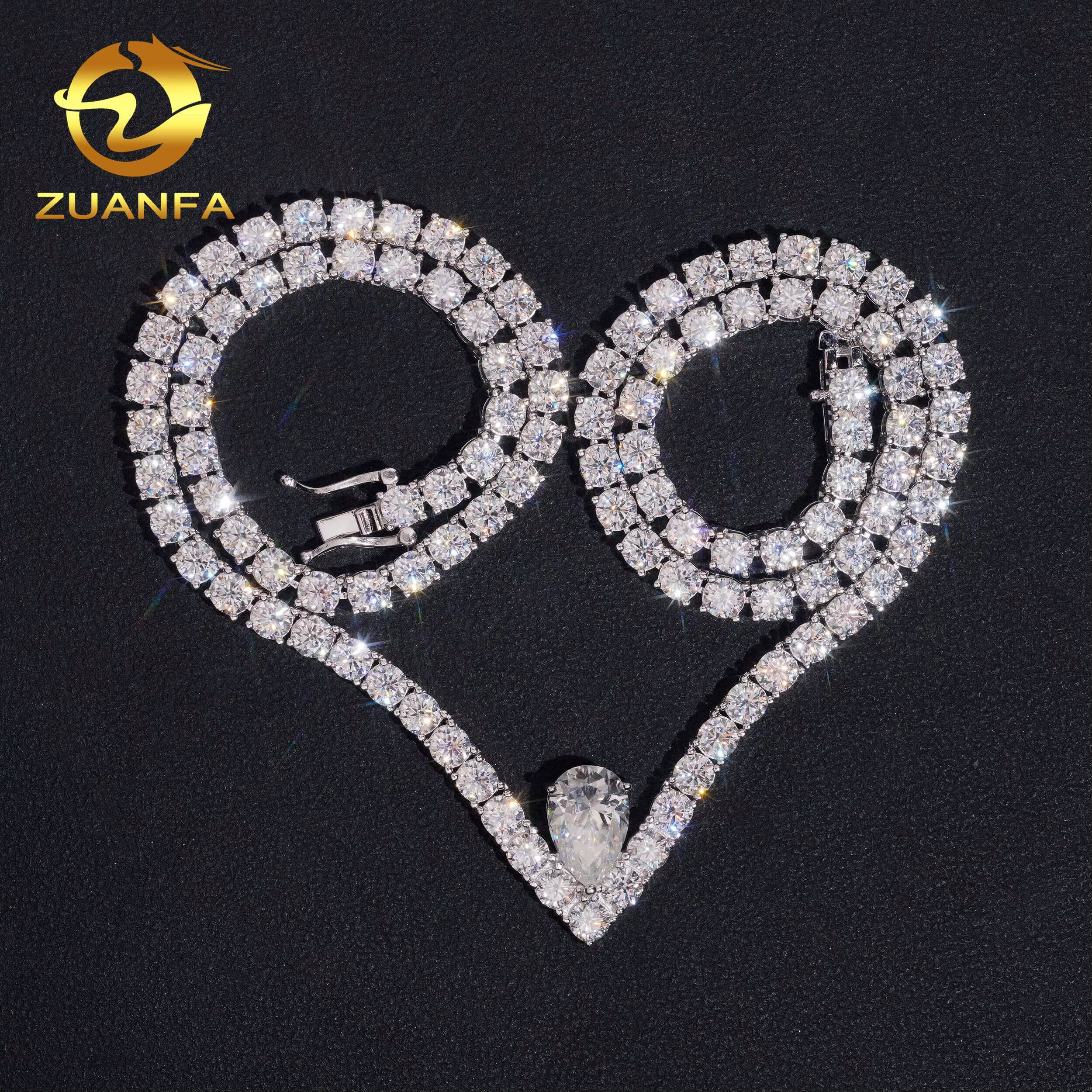 Pass Diamond Tetser 4mm 925 Silver Moissanite Tennis Chain Fashion Hip Hop Jewelry Moissanite Tennis Necklace for Men Women