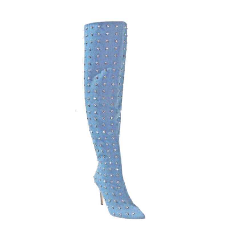 All Rhinestone Over The Knee Thigh High Boots