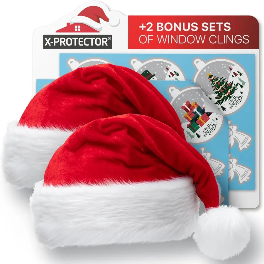 XProtector Santa Hat Large Christmas Hat for Adults Fluffy Christmas Hats for Women and Men Red Velvet Santa Cap Perfect for Ho 251024