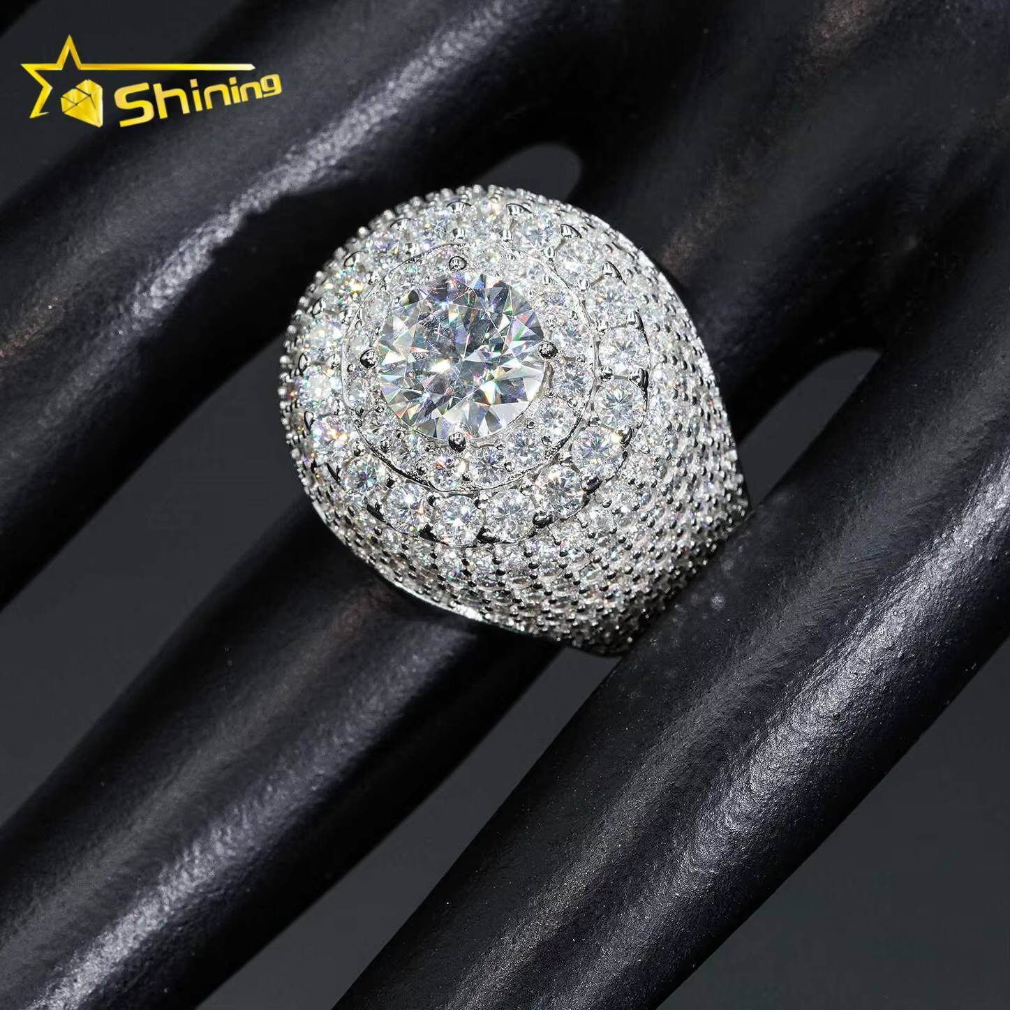Pass Diamond Tester Iced Out Men Rings 925 Silver Fashion Moissanite Ring Hip Hop Fashion Jewelry Pinky Rings for Engagement
