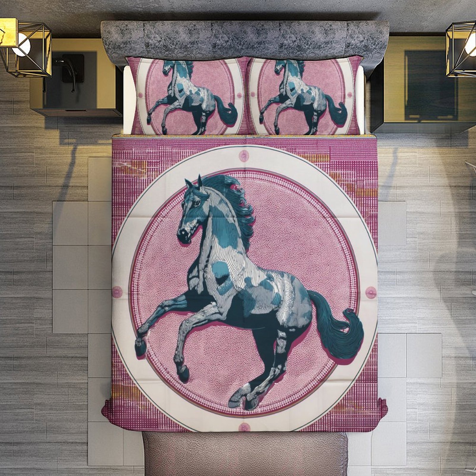 Custom Bedding Set Luxury Designer H Printing Horse Printing Quilt Cover Pillowcase 3Pcs set Pure Cotton Comfortable Bedding Set Bedroom Decoration H3