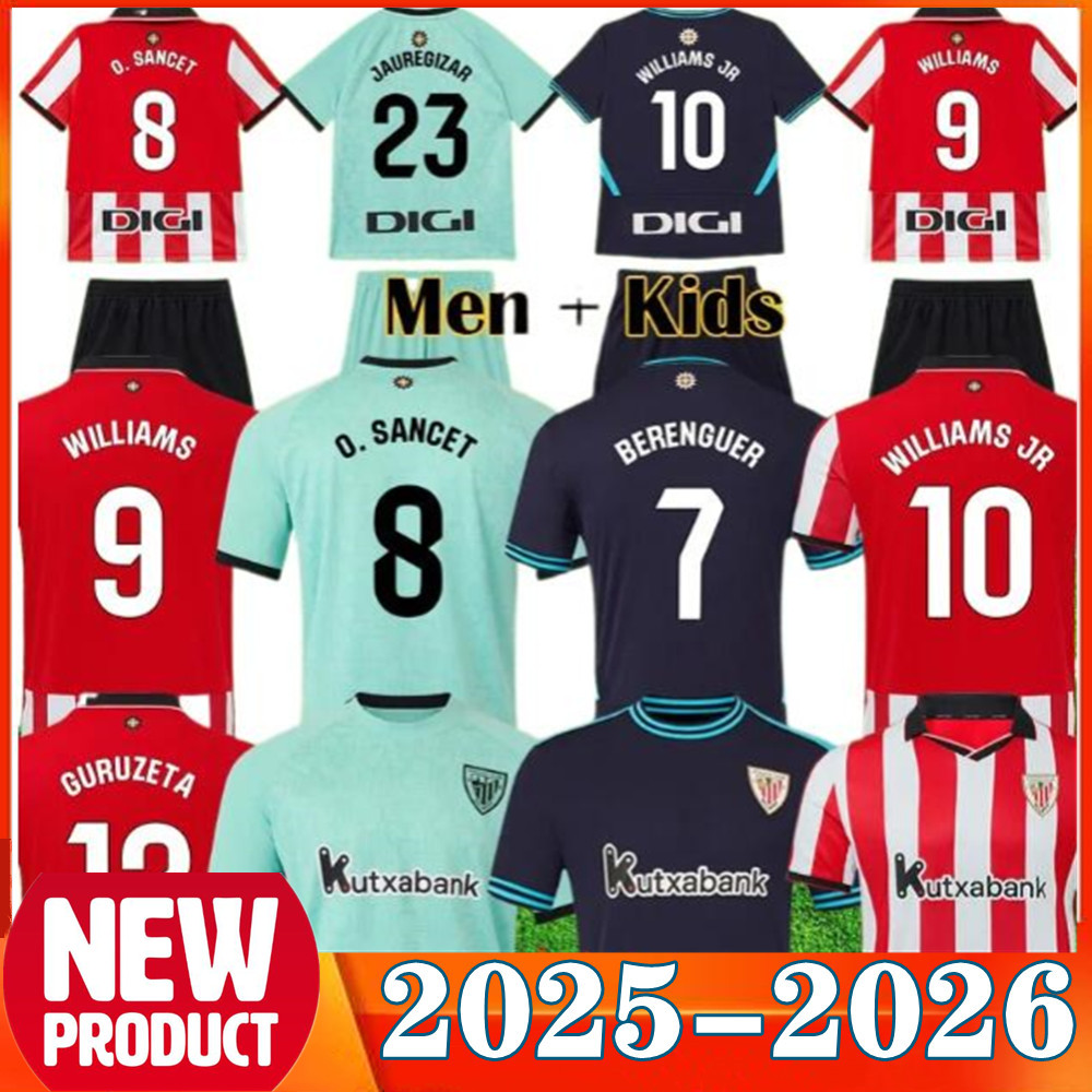 25/26 bilbao Soccer Jerseys Athletic Football Shirts 2025 2026 WILLIAMS O.SANCET WILLIAMS JR fan Version Men Uniforms Kids Kits uniform