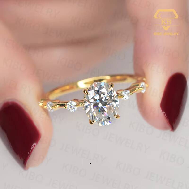 New Design Fashion Jewelry Rings 925 Sterling Silver Gold Plated Moissanite Wedding Rings Jewelry Women