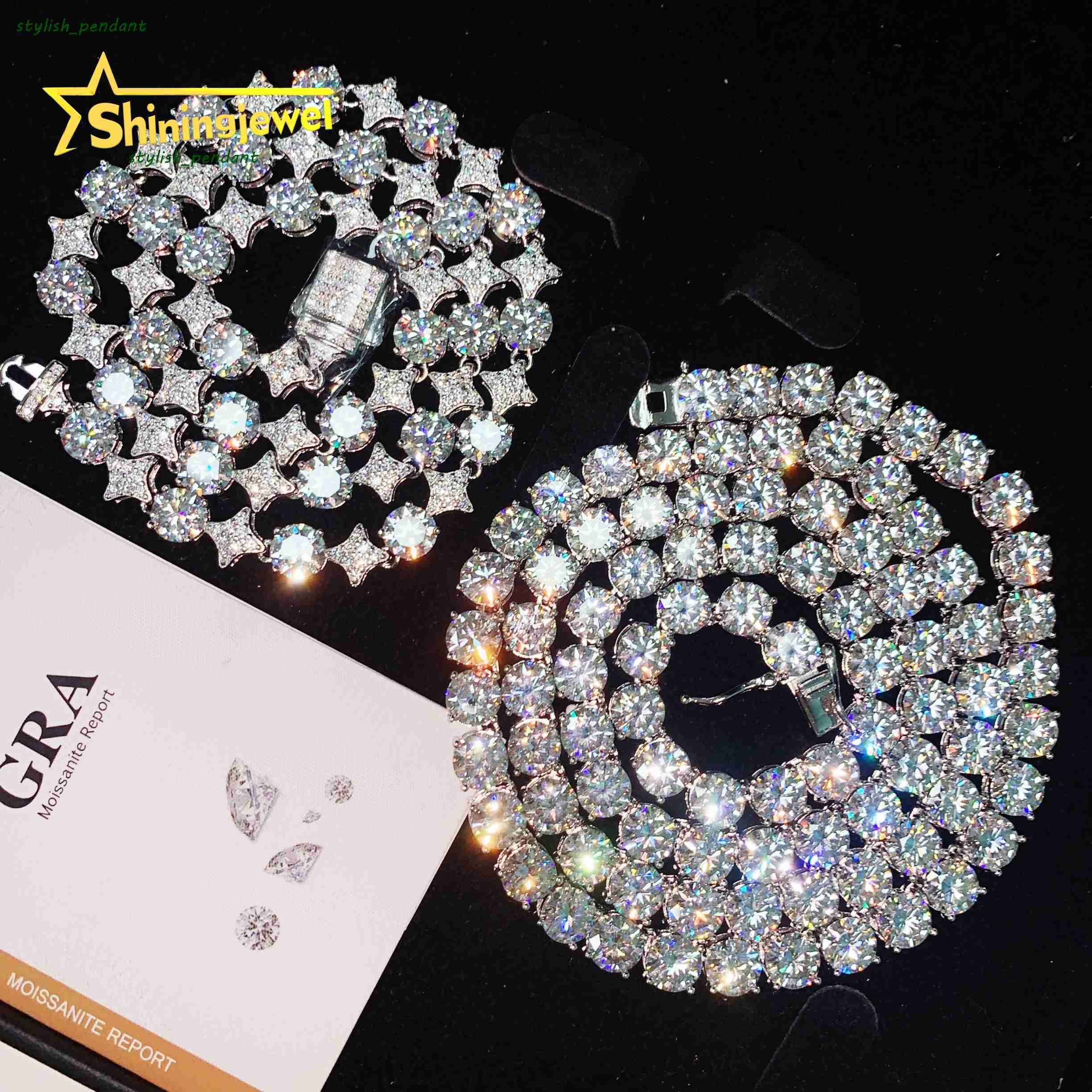 Ready Stocks 5mm Moissanite Tennis Necklace Bracelet Tennis Chain Moissanite 925 Solid Silver Gift for Girl