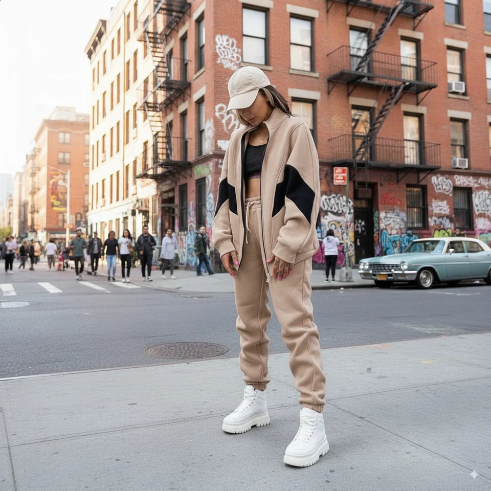 Two Piece Sets Women Y2k Pant Set Tracksuit Jogger Sweatshirts Autumn Winter Sports Elastic Waist Streetwear Pants Matching Sets 251027