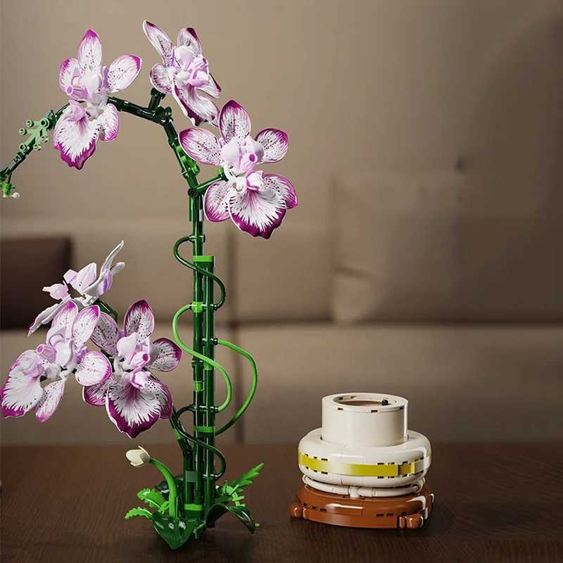 Creative Orchid Bouquet Potted Building Blocks Immortal Flower Home Desk Plant Decoration Assemble Bricks Toy Gift For Kid Girls L251028