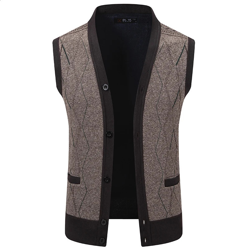 Mens Cardigan Sweater Vest with Autumn and Winter Warm Slim Knit Waistcoat For Men 251016