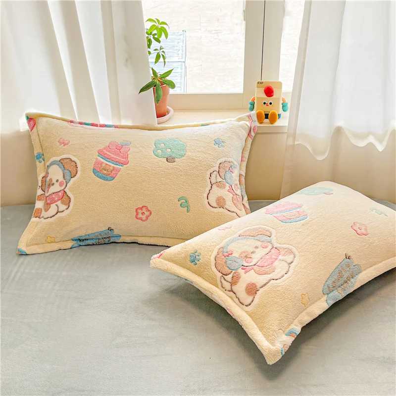Pillow Case 2pcs Fluffy Plush case for Winter Warm Soft Coral Fleece case Cover 48x74cm Cartoon Kids Sham Cushion Cover C251028