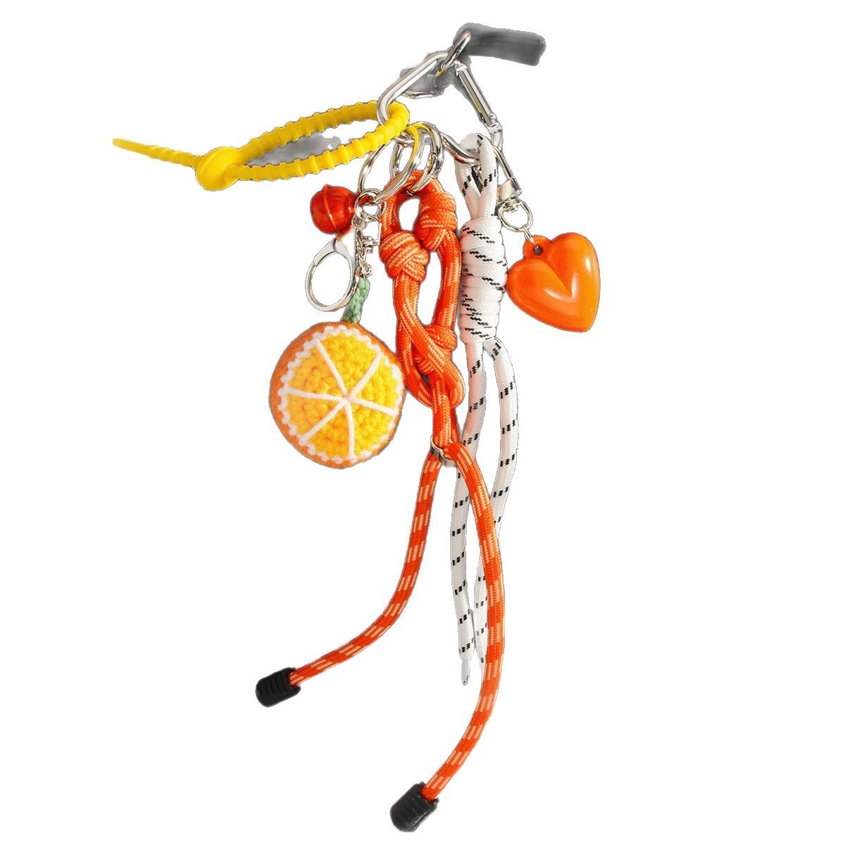 Creative handmade yarn crochet fruit orange pendant keychain heart bell woven rope bag pendant