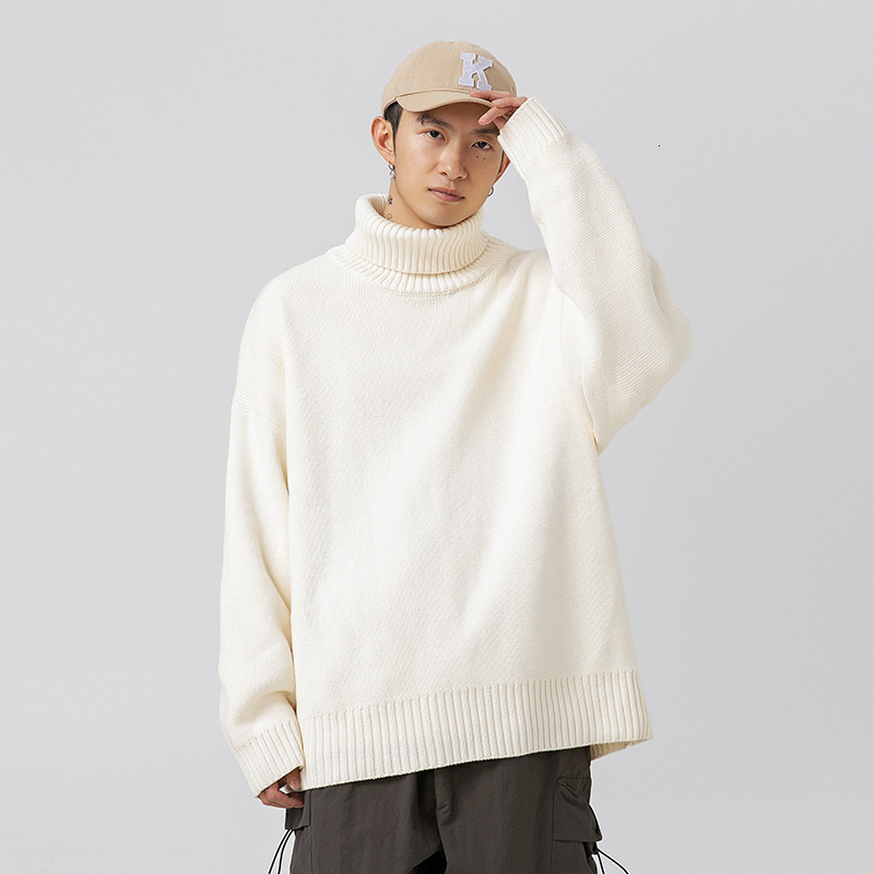 Hanlu Couple Solid Color Turtleneck Sweater Men And Designer Sweater Women Couple Autumn And Winter New Loose Lazy Style Knitted Sweater