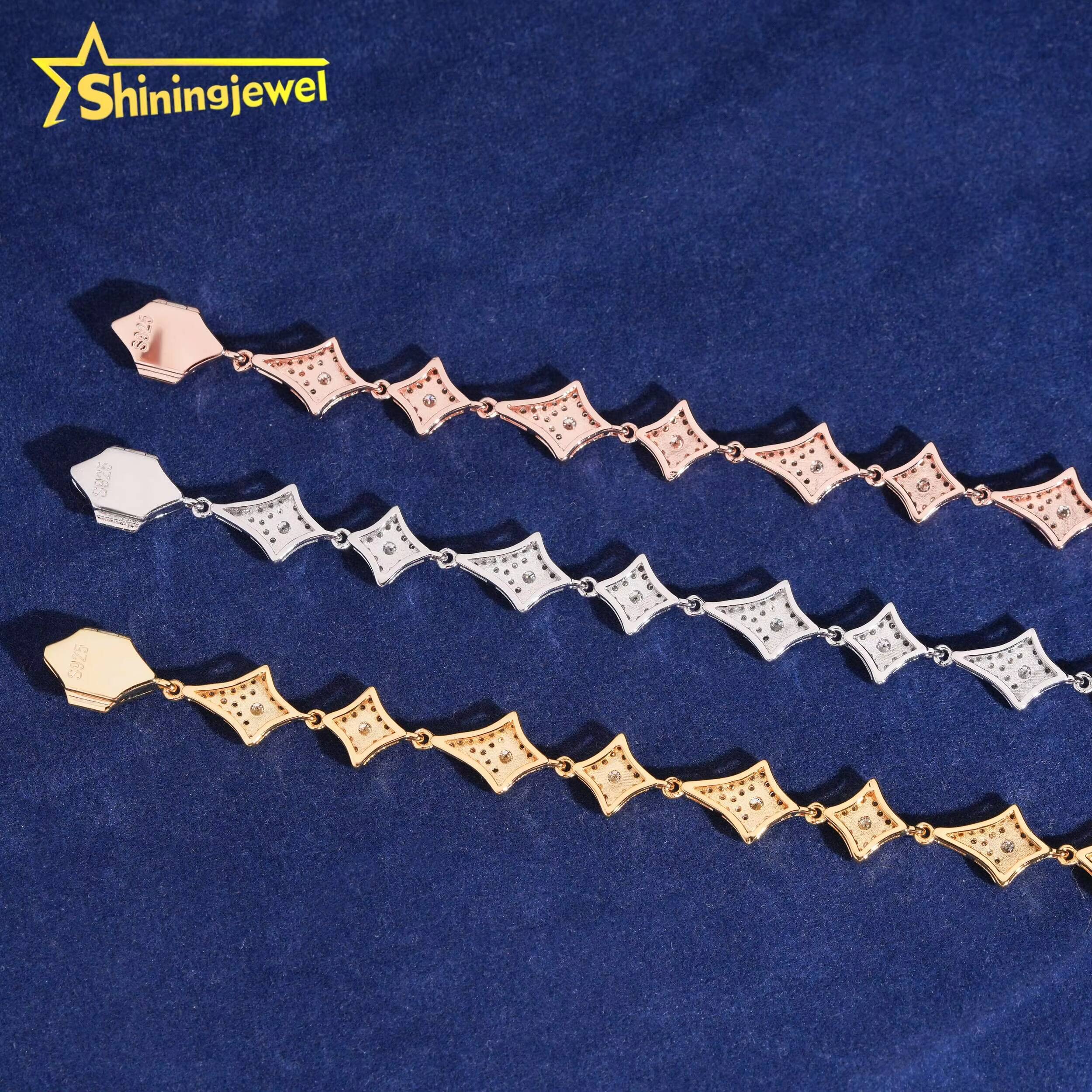 GRA Certificate Iced Out Fine Jewlery VVS Moissanite Diamond Bracelet 925 Silver Hip Hop Jewelry Diamond Link Chain Necklace