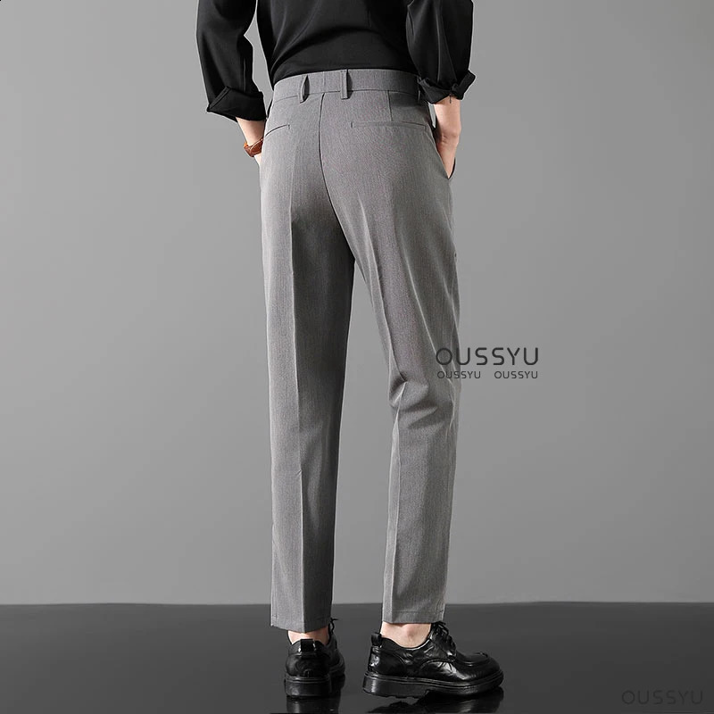 Luxury Classic Formal Trousers Men Spring Summer Thin Business Grey Suit Office Work Social Korean Stretch Casual Pants Male 251027