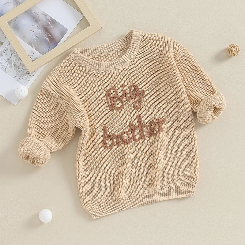 0918 Lioraitiin 12M5Y Winter born Kids Boys Sweaters Cotton Long Sleeve Letter Embroidery Pullover Loose Knitwear Tops 251027