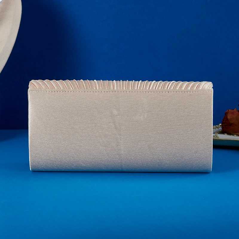 Ladies Evening Handbag with Metal Chain Pleated Cover Head Round Bottom Bare Body Version Simple Design Evening Bag New H251027