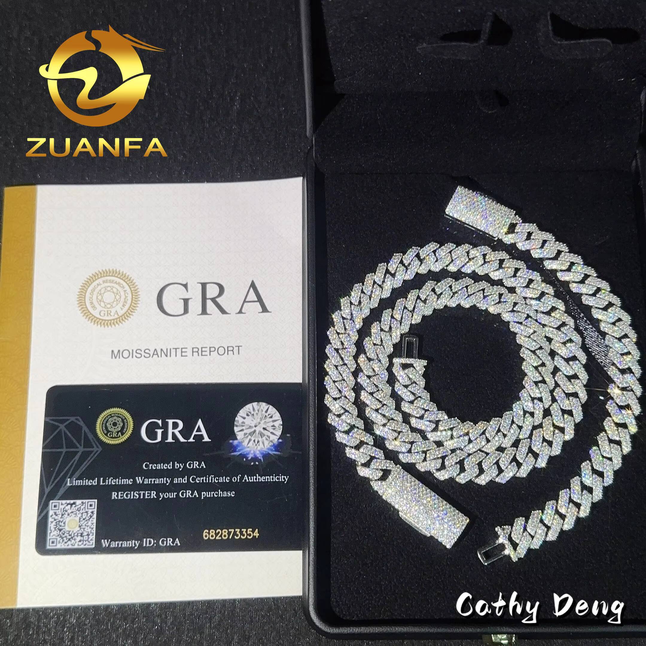 Fast Shipping Moissanite Diamond Hip Hop Jewelry 10mm Moissanite Cuban Link 925 Silver Iced Out Cuban Bracelet Chain