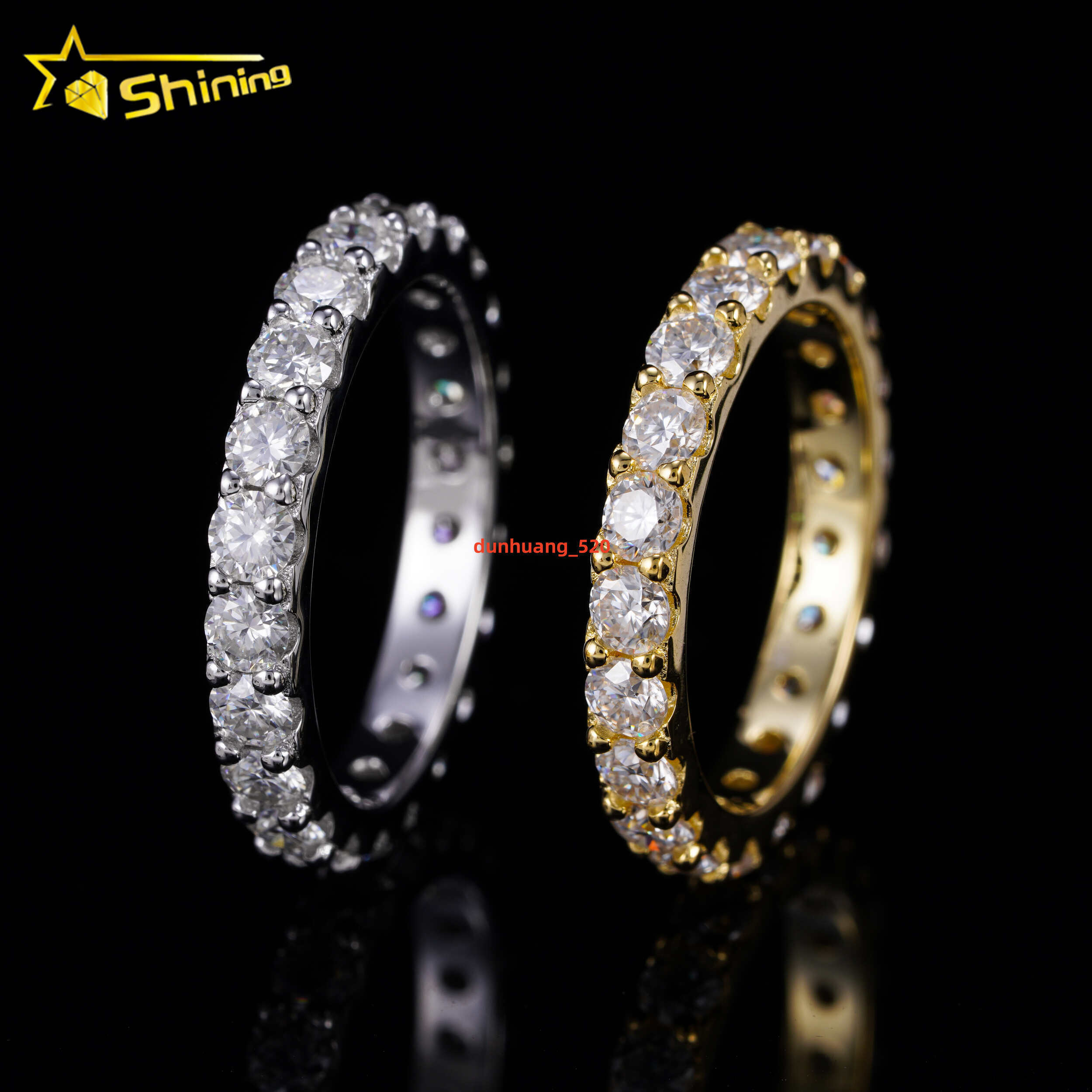 Wholesale Price 3mm Width 925 Sterling Silver Eternity Band Ring Iced Out Vvs Moissanite Diamond Engagement Hip Hop Ring