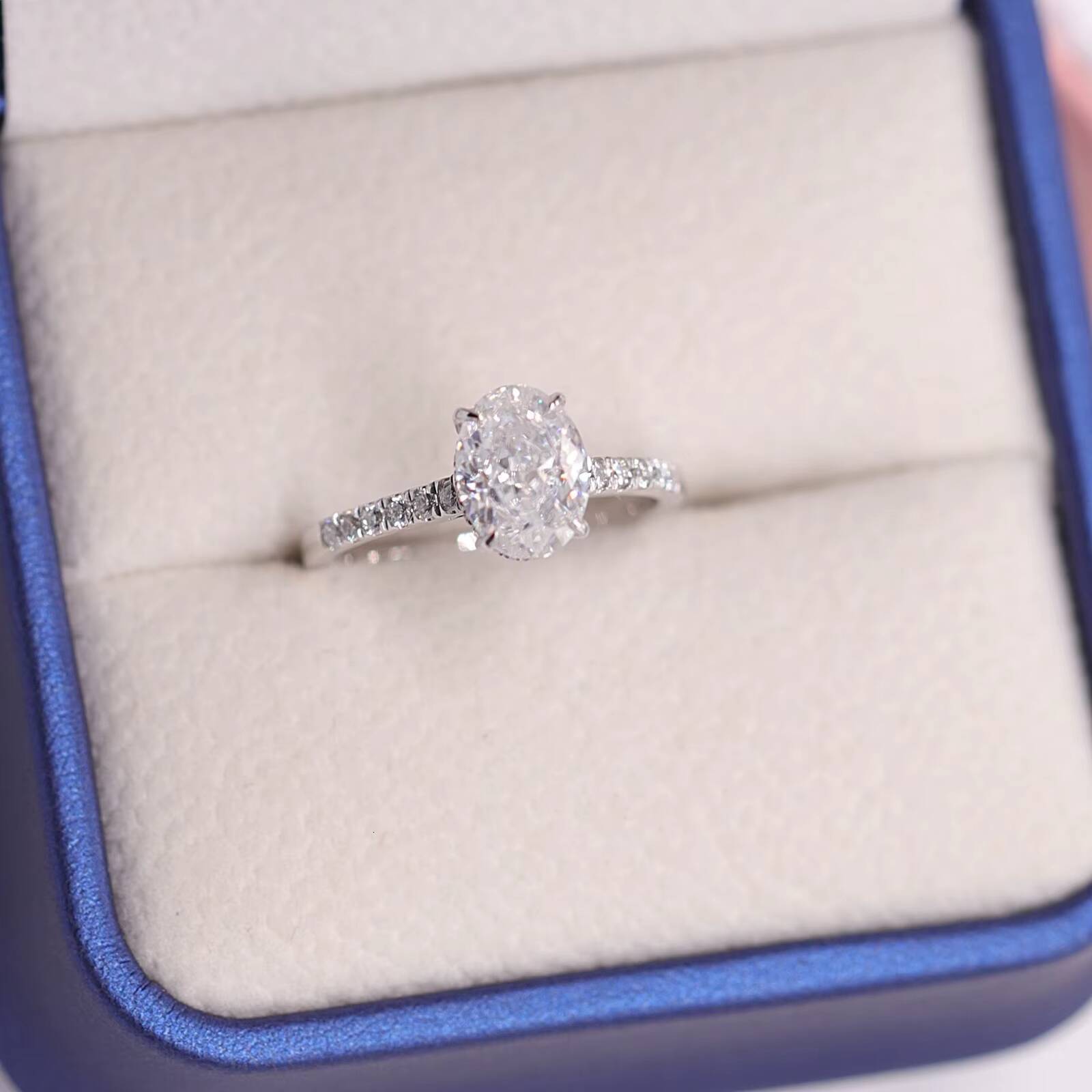 FancyGems Oval Shape SingleStone Moissanite Ring 14K 18K Solid White Gold Yellow Gold Engagement Moissanite Ring