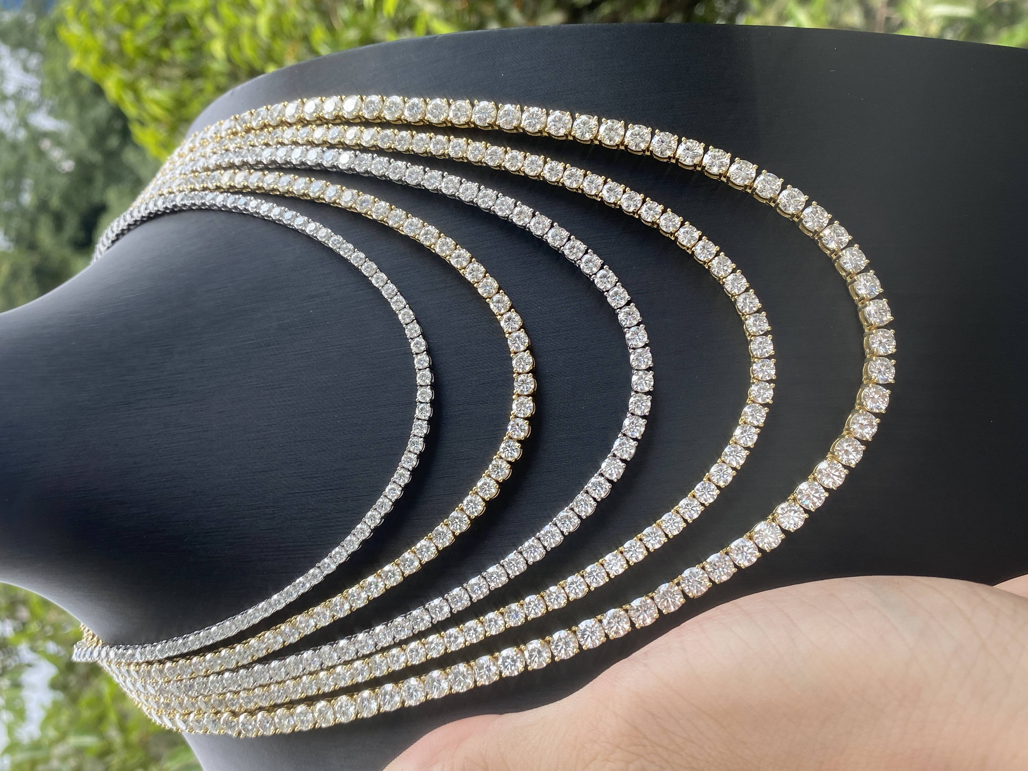 Certified 18inch HipHop Tennis Necklace Low Price 34 2mm5mm Moissanite with White Gold Elegant Jewelry