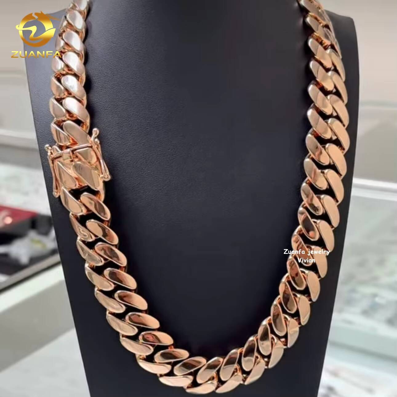 VVS Moissanite Diamond Buss Down Sterling Silver 925 Moissanite Hip Hop Jewelry Cuban Link Moissanite Necklace