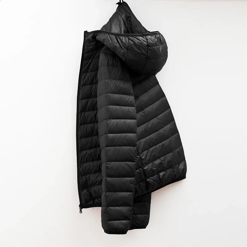 Men Winter Coat Fashion Hooded White Duck Down Jackets Plus Size Ultralight Down Coat Portable Slim Down Parkas 251027