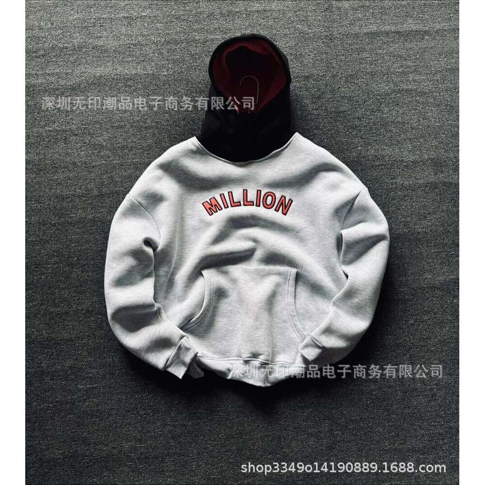 American Street Trend Winter Spliced Three-Dimensional Letter Embroidery Pattern Unisex Loose Hoodie