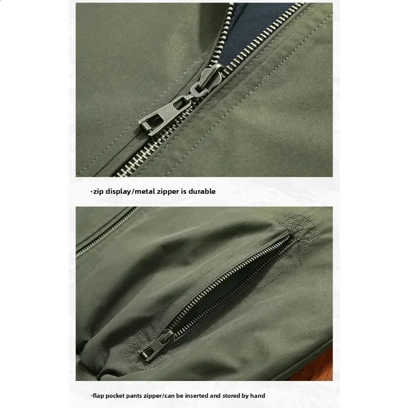 Mens Double Sided Wear Jacket Stand Collar Casual Youth Trend for Men Clothing Bomber Military Coat 251027