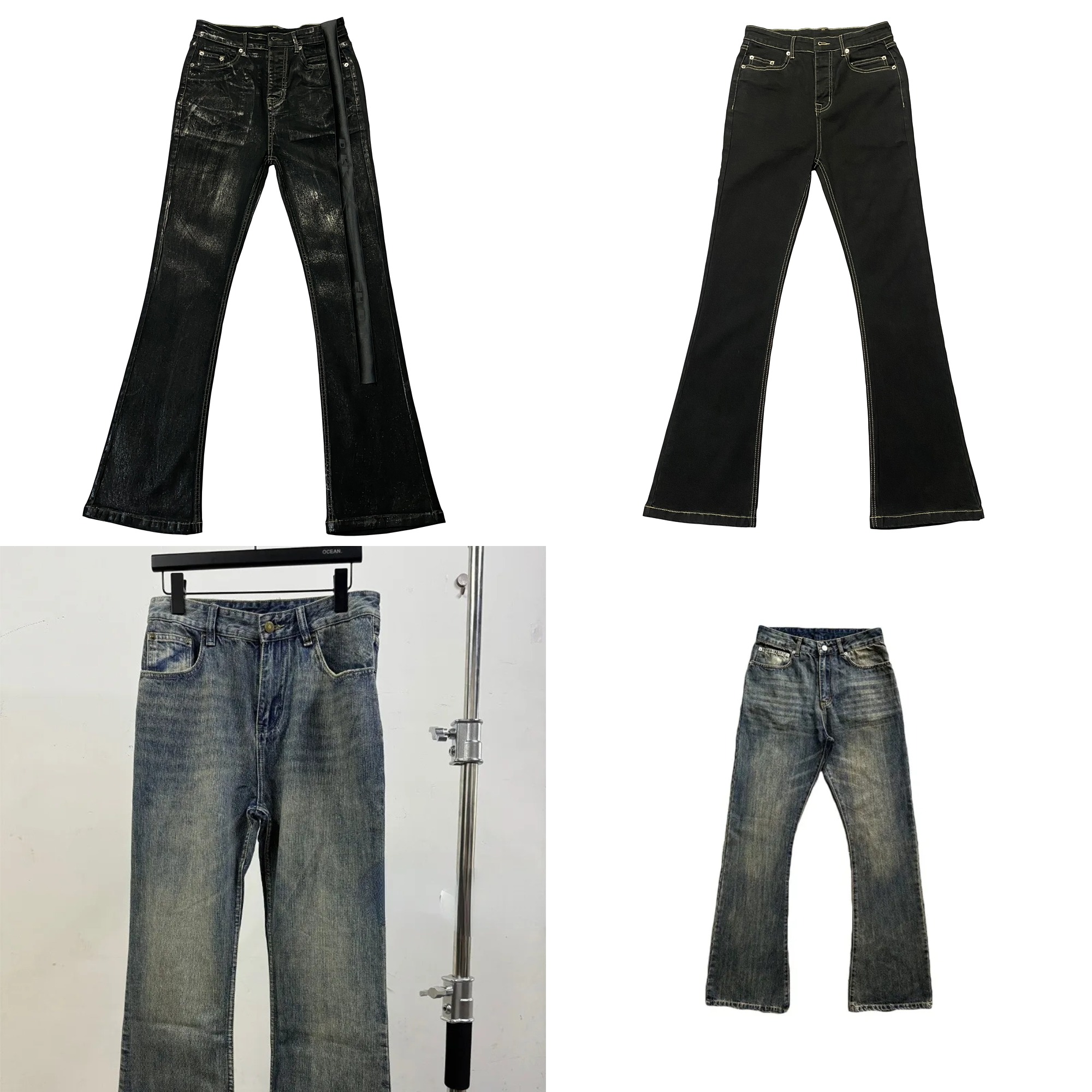 Men's Jeans Designer Jeans Luxury Y2K Gothic Blue Denim Embroidery Harajuku Wide Revival Mens Jeans Foliage Bootcut Women Pocket Hip Hop Streetwear