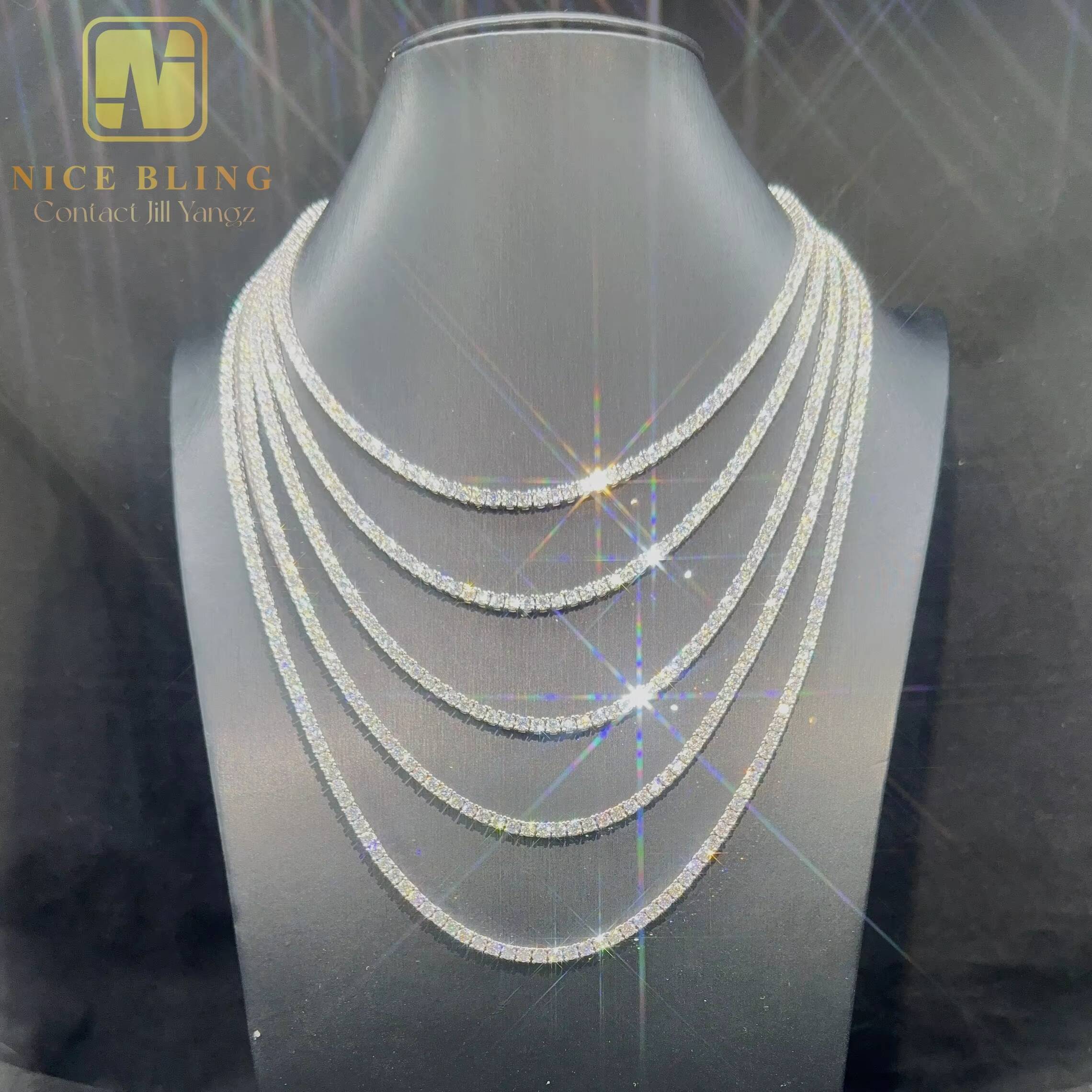 PASS Diamond Tester Iced Out Moissanite Diamond Hip Hop Jewelry Tennis Chain 925 Silver 3mm Tennis Necklace Bracelet