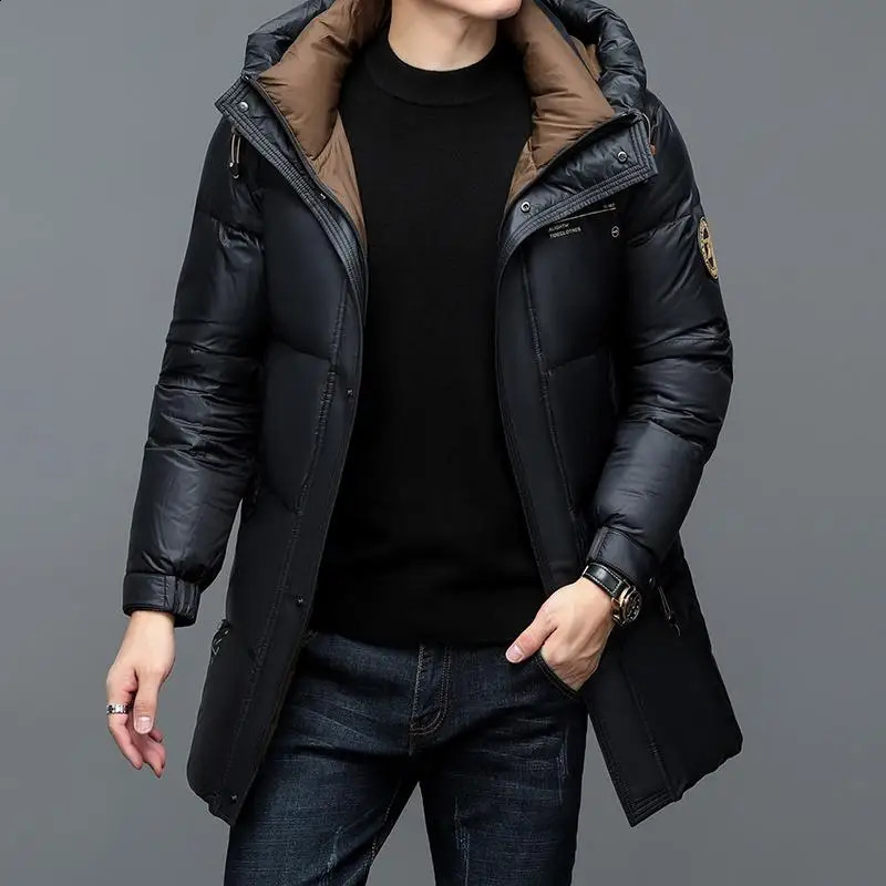 30 Fashion Men 90 White Hooded Duck Down Jackets Mens Thick Warm Waterproof Parka Overcoat Down Coat 251027