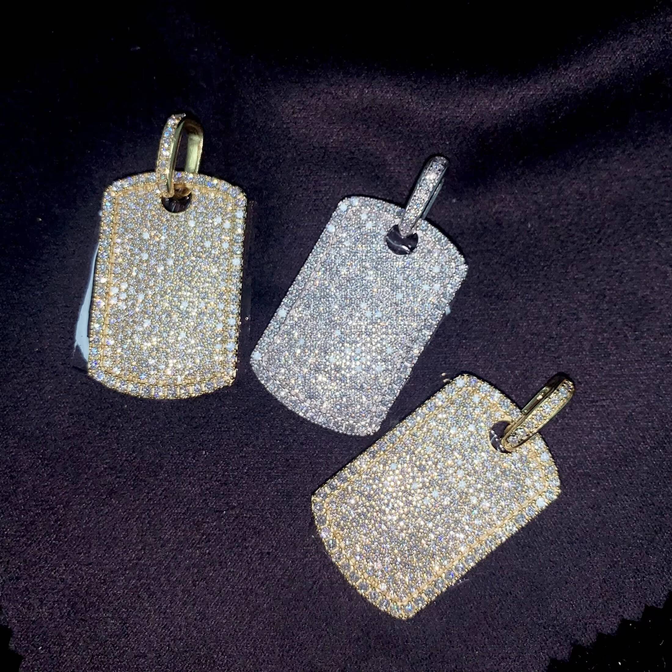 Daily Iced Out Jewelry Dog Tag Engraving Name Moissanite Hip Hop Pendant Cross Iced Out Pendant Religious Jewelry