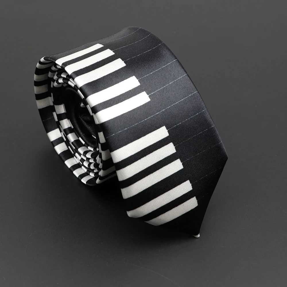 Classic Musical Notes Printed Tie Silky Narrow Neckties Slim Smooth Piano Guitar Necktie Simple Elegant Trendy Unisex Ties GiftW251028