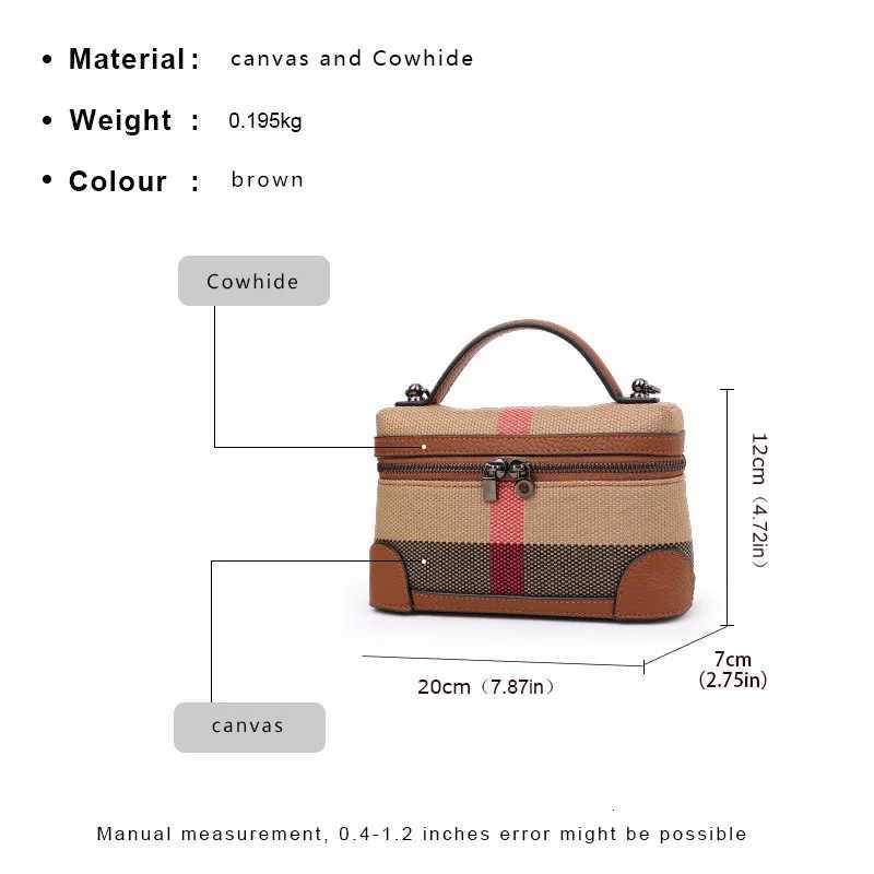 Aidrani New womens shoulder crossbody mini bag plaid small square bag made of canvas and cowhide materialT251028