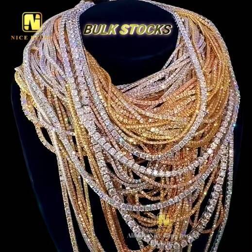 CRAZY FLASHY Factory Bulk Stocks Moissanite Tennis Necklace Bracelet CHEAPEST in HISTORY Hip Hop Jewelry Tennis Chain
