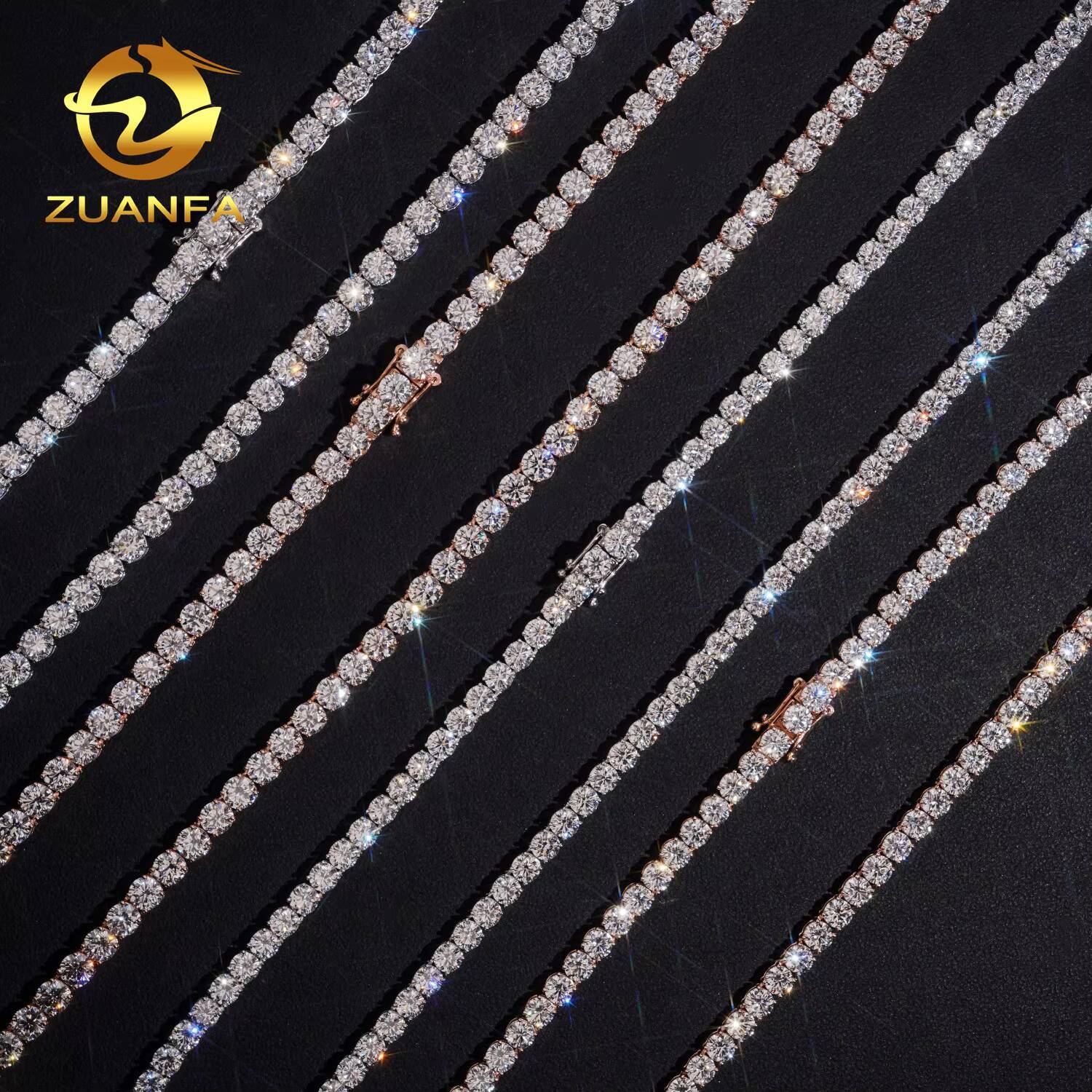 Mossanite Tennis Chain 10K Solid Gold Trendy VVS Moissanite Pass Diamond Test Sparking Moissanite Hip HopJewelry