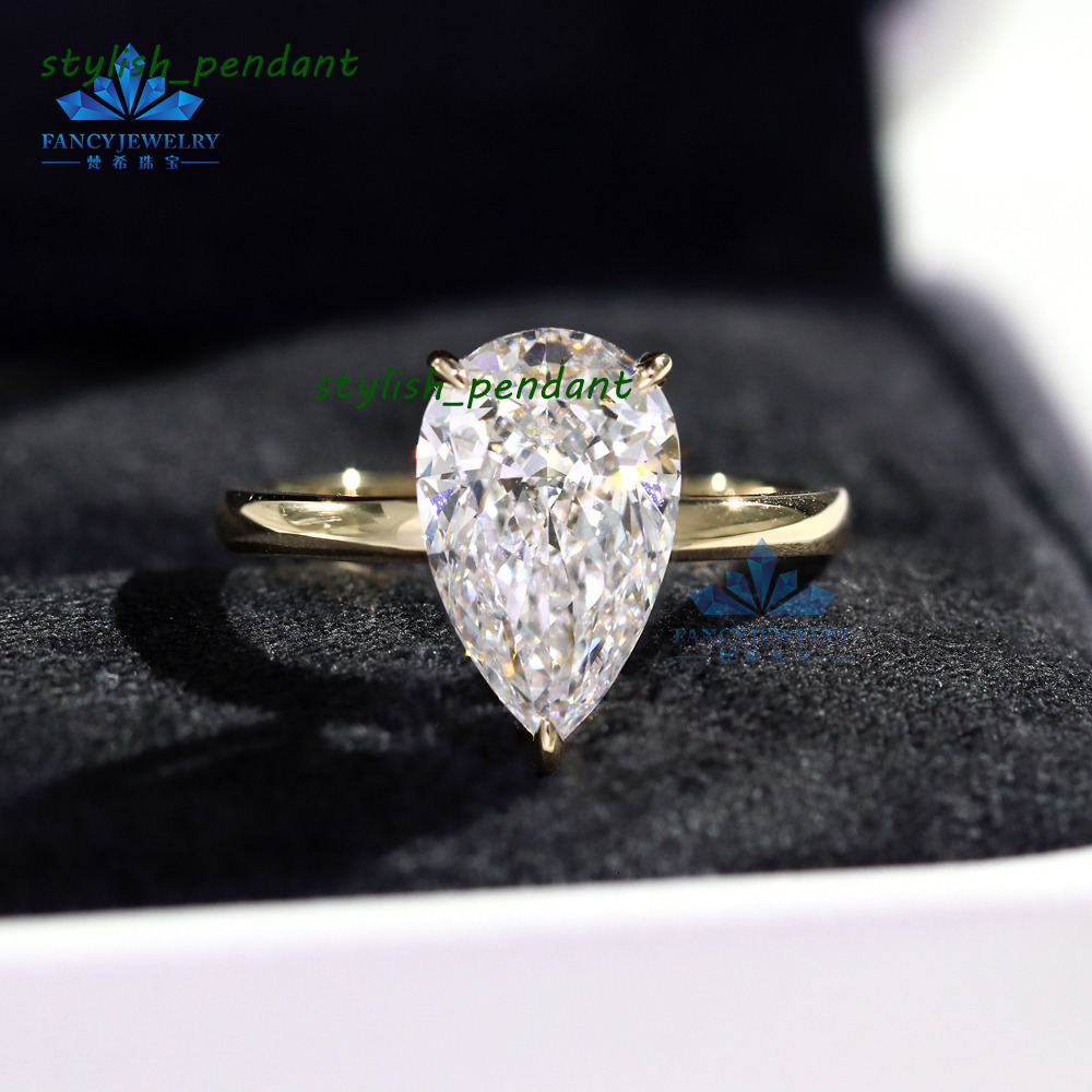 Womens Custom High Quality 14K 18K Gold Engagement Wedding Ring 1CT3CT Pear Cut Lab Grown Diamond VS1 VVS1 Certified GRC IGI
