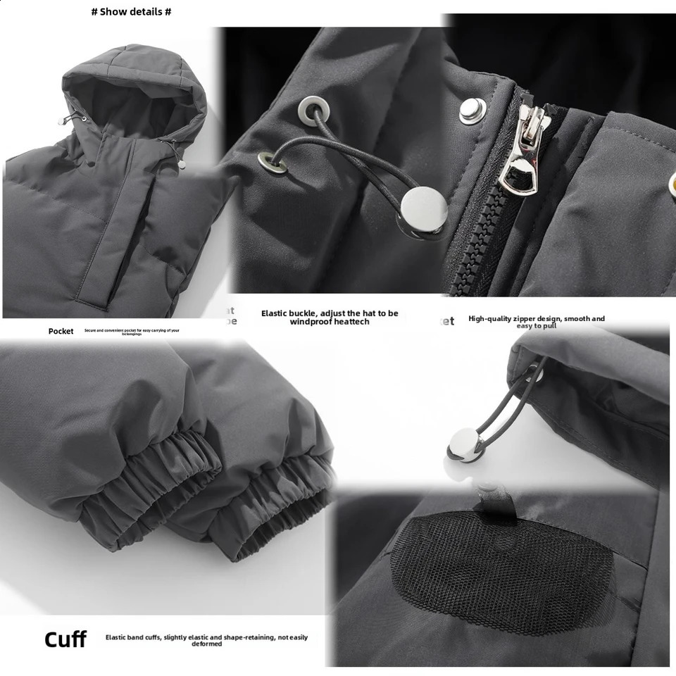 American fashion down jacket mens winter solid color warm hooded bread suit cotton jacket thickened loose jacket 251027